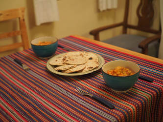 Meal served in Upclose Bolivia volunteer house